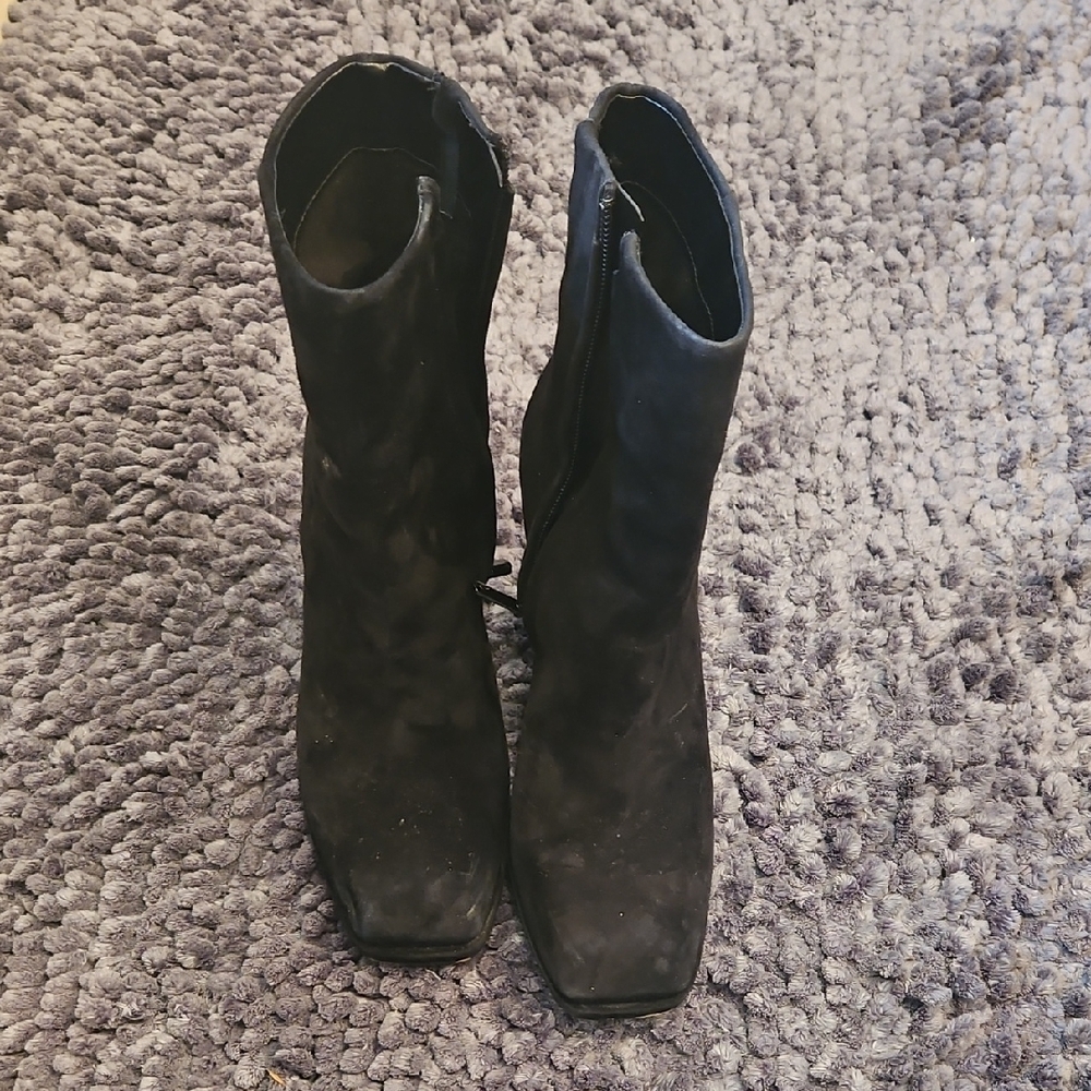 Black Heeled Ankle Boots with Sock-Like Fit